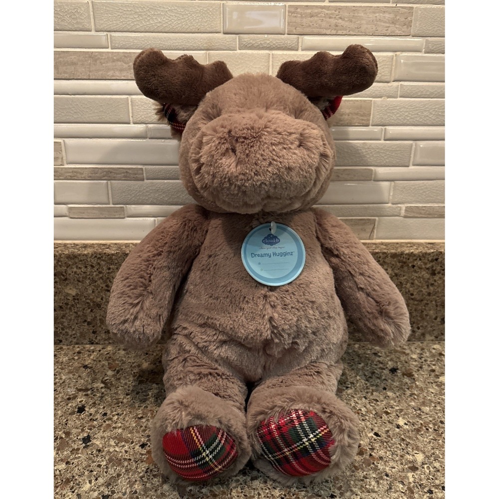 New‎ Cloud B Dreamy Hugginz Brown Moose Tartan Feet and Ears.  Super Soft Plush